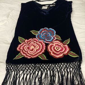 Roja Navy Blue Velvet embroidered Vest
